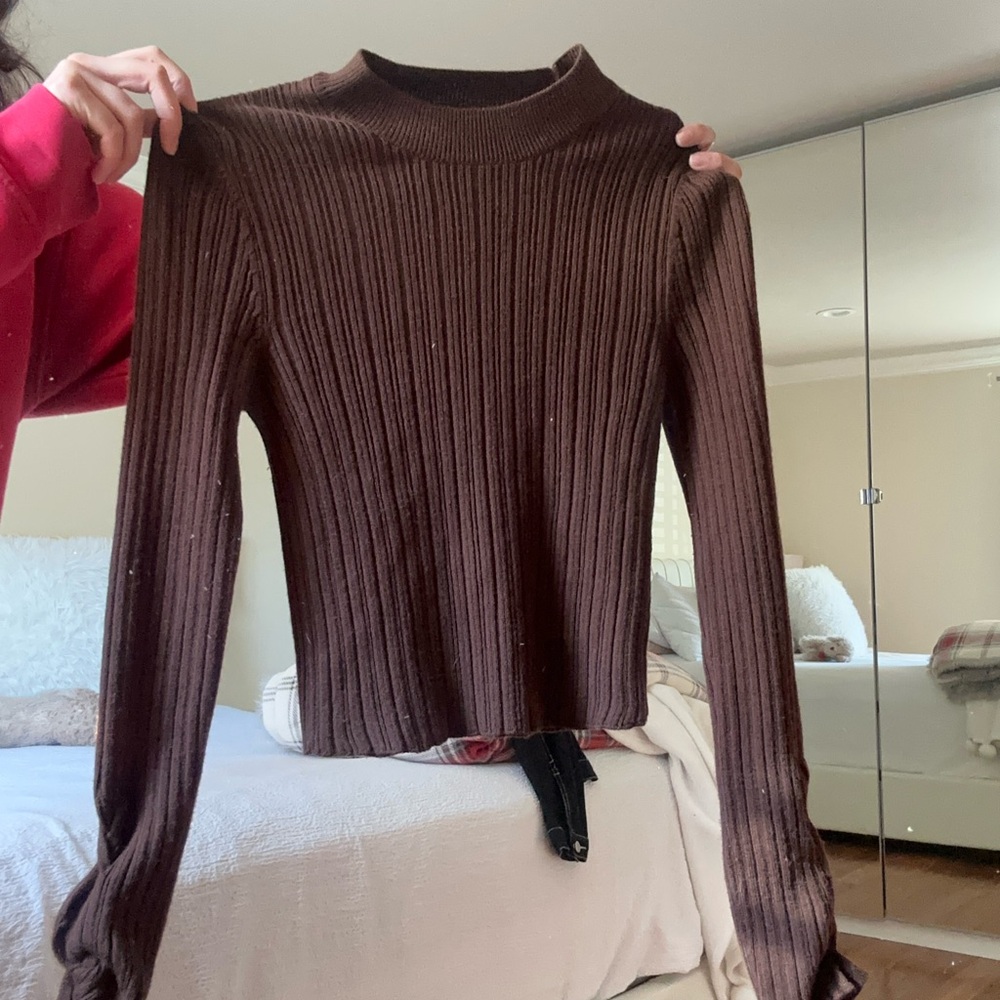 ASOS Brown Ribbed Turtleneck Sweater